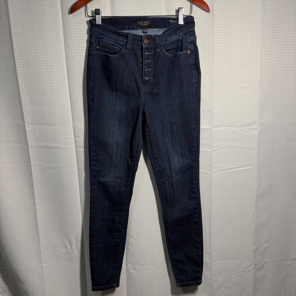 Judy Blue Skinny Jeans 3/26 Dark Wash Button Fly Stretch